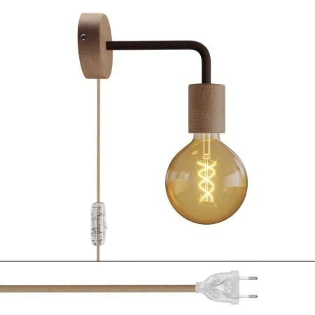 Lampada Spostaluce in legno con estensione curva - Neutro - Ruggine