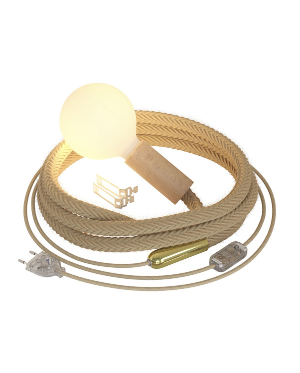 SnakeBis Corda - Lampada plug-in con cordone trecciato in juta