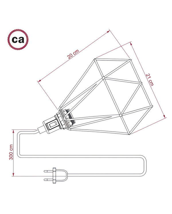 Table Snake - Lampada plug-in con paralume a gabbia Diamond