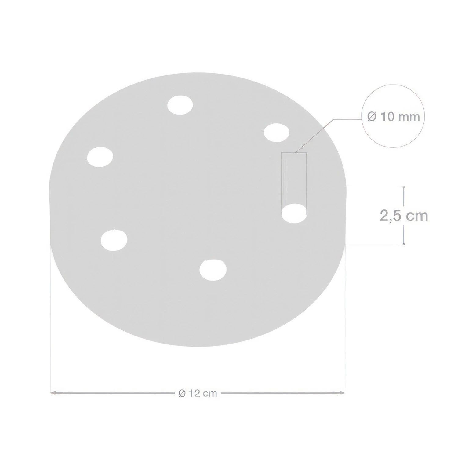 Kit rosone cilindrico in metallo a 6 fori