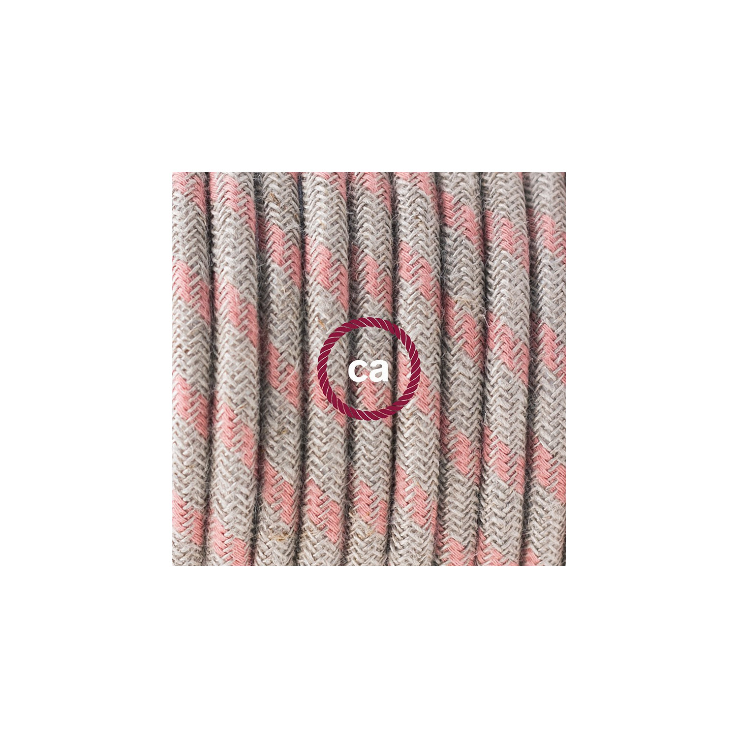 Cablaggio per lampada, cavo RD51 Stripes Rosa Antico 1,80 m. Scegli il colore dell'interuttore e della spina.
