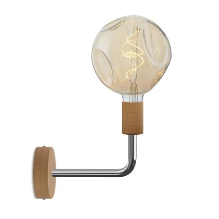 Lampada Fermaluce Elle in legno con lampadina Bumped - Neutro - Cromo