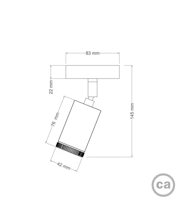 Fermaluce faretto Mini Spotlight GU1d0, lampada orientabile da parete o soffitto con snodo