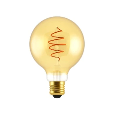 Lampadina LED Dorata Globo G95 Linea Croissant con filamento a Spirale 4,9W 400Lm E27 2200K Dimmerabile