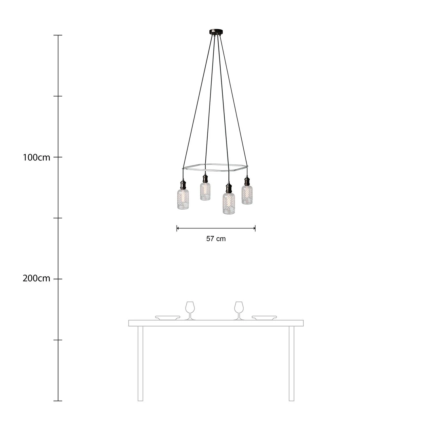 Lampadario Cage a 4 cadute Crystal