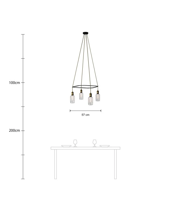 Lampadario Cage a 4 cadute Crystal