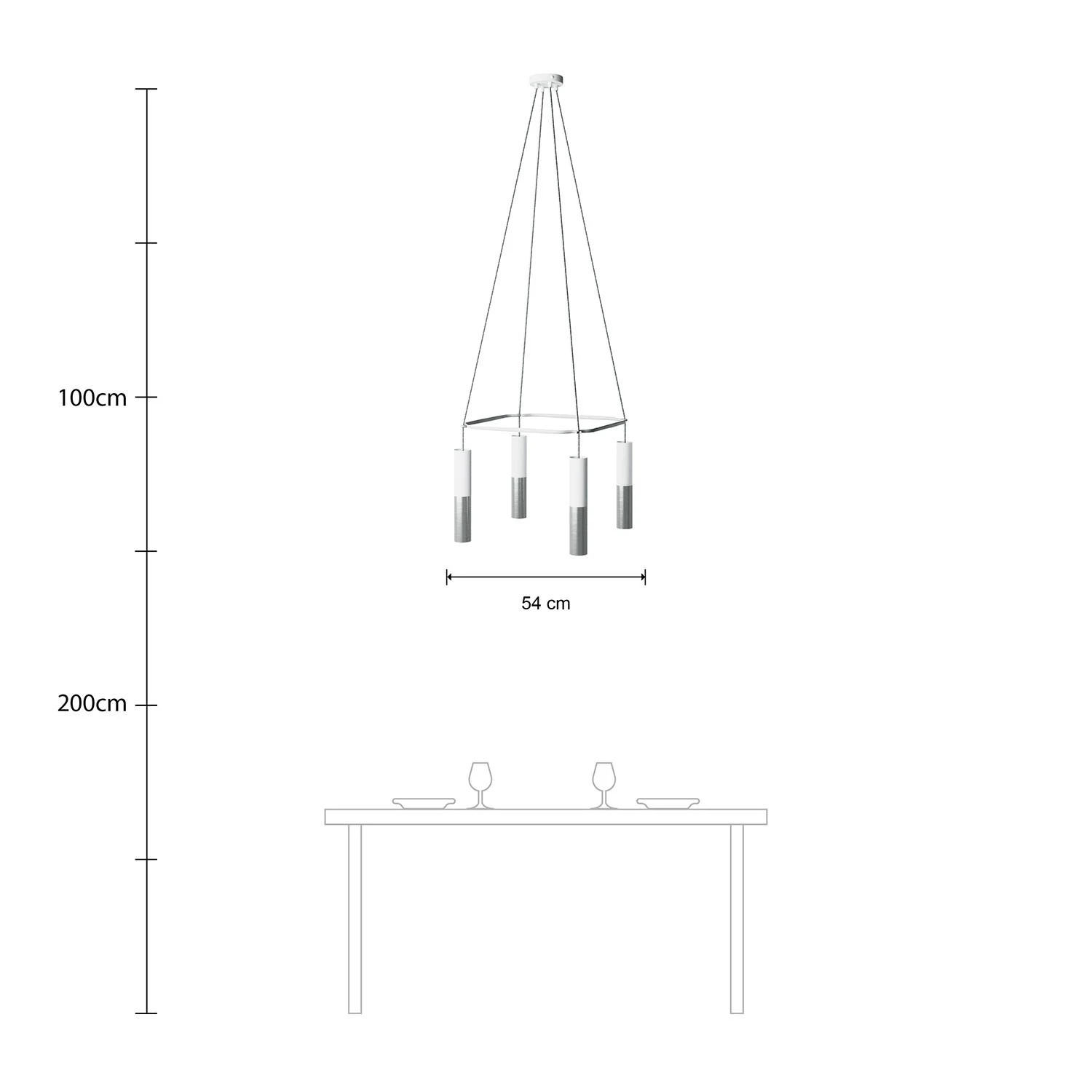 Lampadario Cage a 4 cadute Tub-E14 Doppio