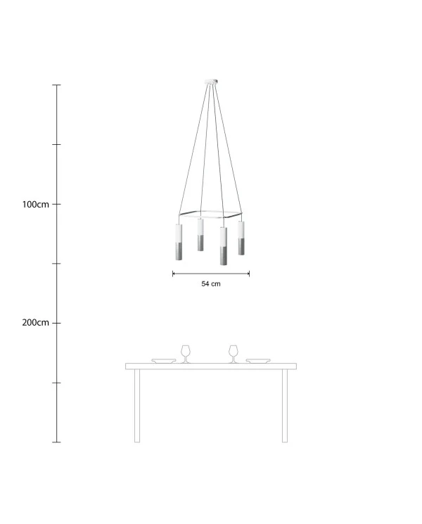 Lampadario Cage a 4 cadute Tub-E14 Doppio