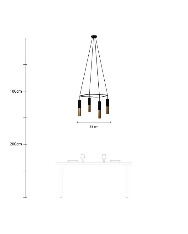 Lampadario Cage a 4 cadute Tub-E14 Doppio