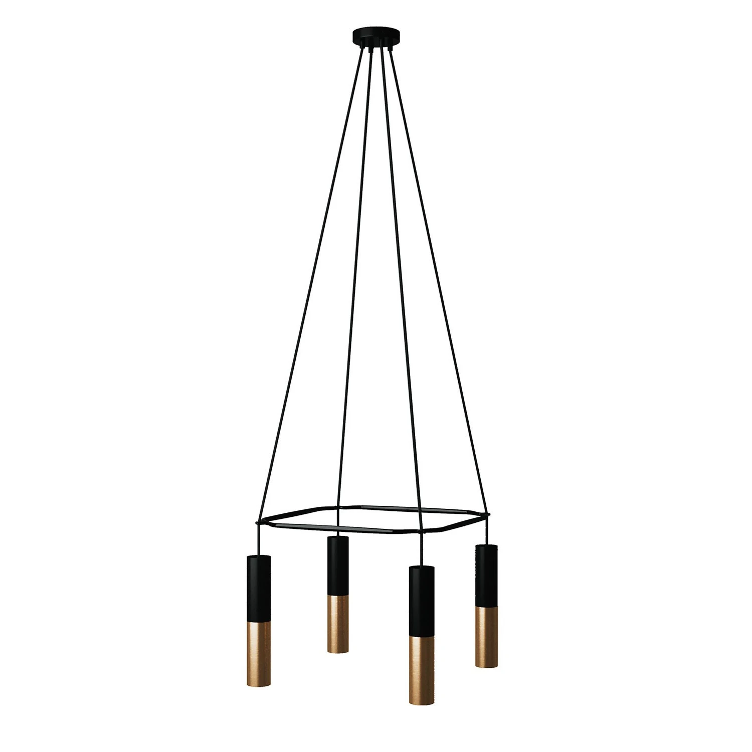 Lampadario Cage con doppio Tub-E14 a 4 cadute