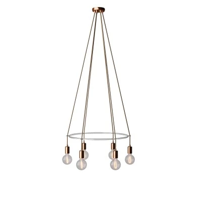 Lampadario Cage a 6 cadute Globo - Rame satinato