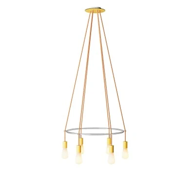 Lampadario Cage a 6 cadute Edison ST64 - Mostarda