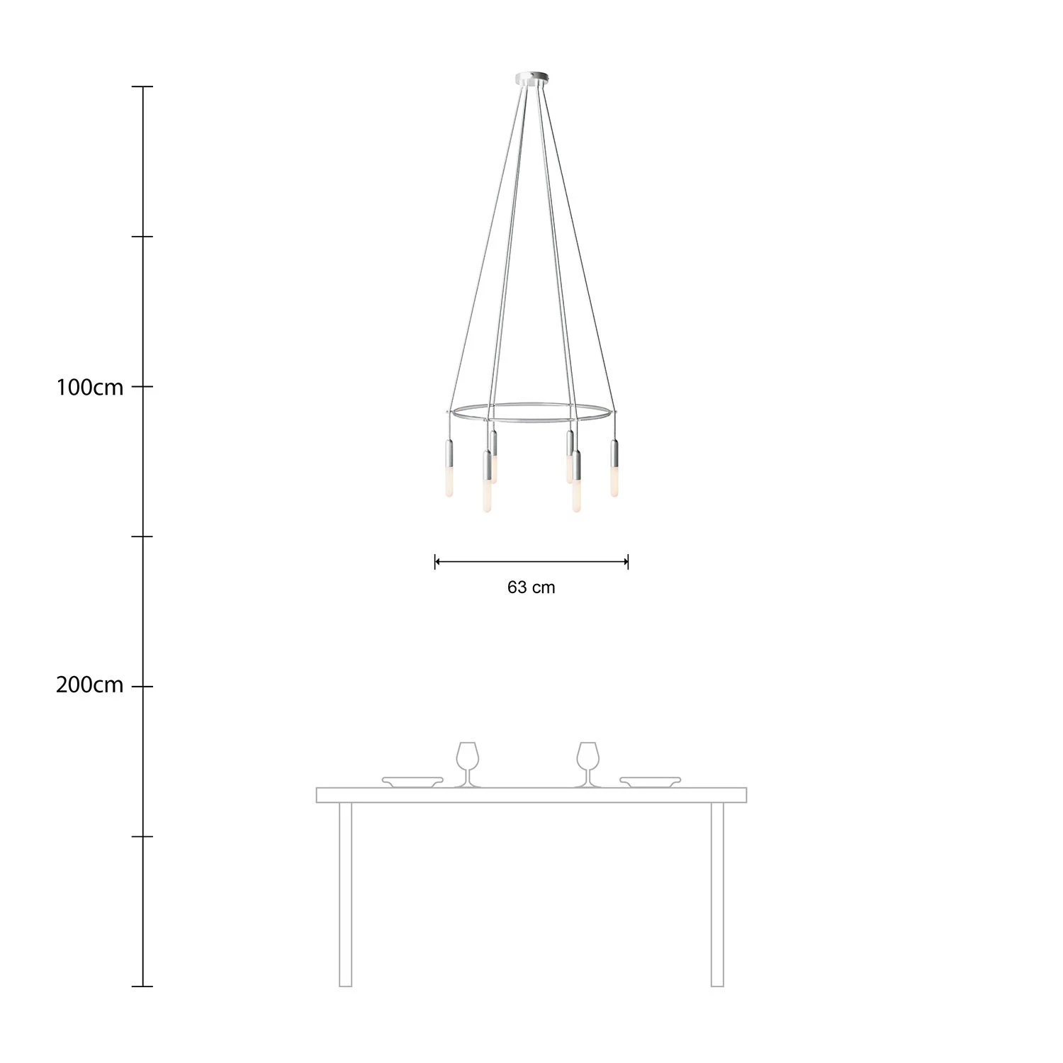 Lampadario Cage a 6 cadute P-Light