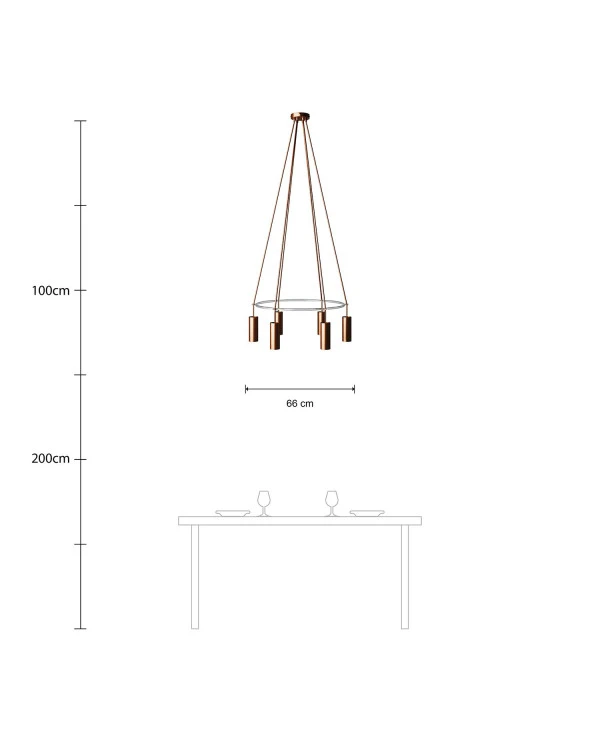 Lampadario Cage a 6 cadute Tub-E14