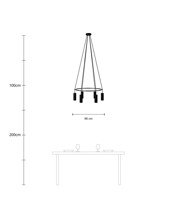 Lampadario Cage a 6 cadute Tub-E14