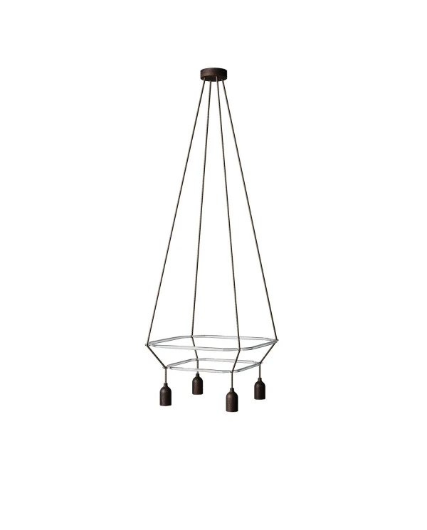 Lampadario 2 Cage a 4 cadute Globo Bumped