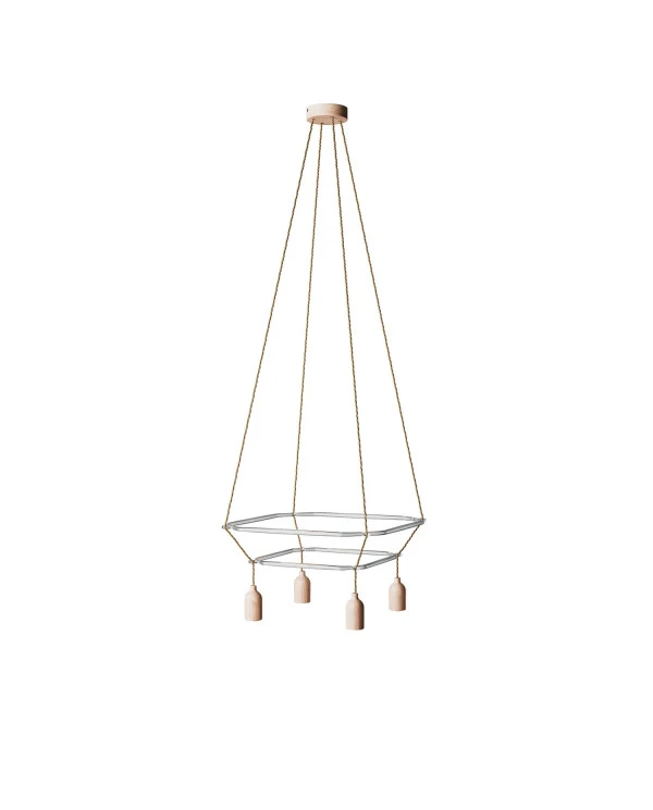 Lampadario 2 Cage a 4 cadute Globo Bumped