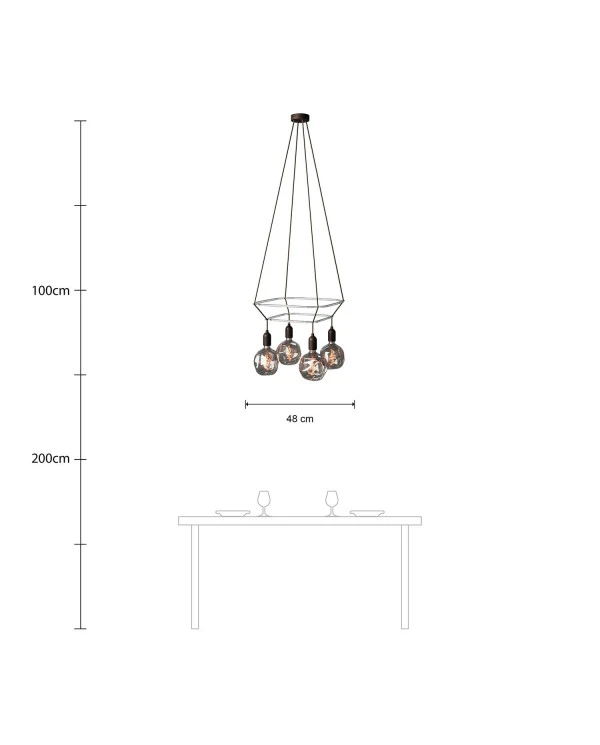 Lampadario 2 Cage a 4 cadute Globo Bumped