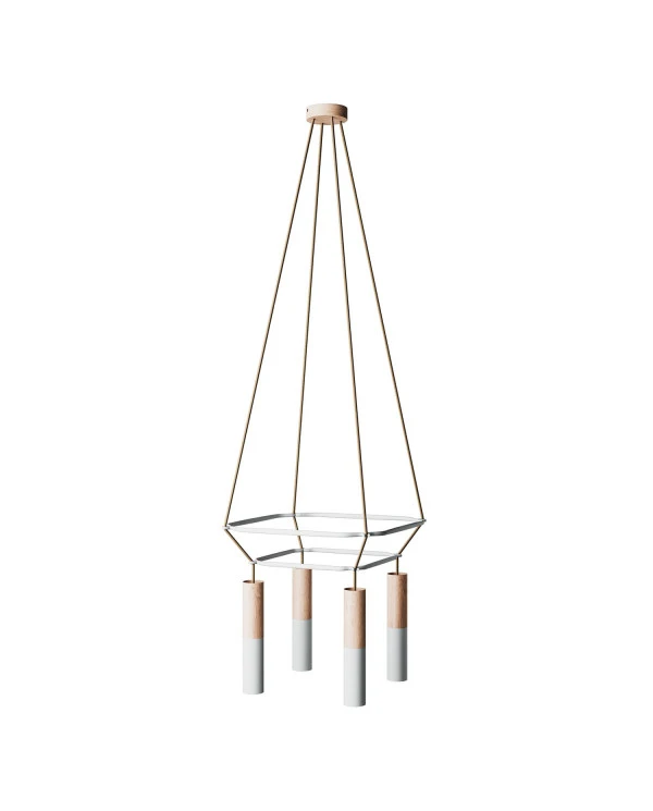 Lampadario 2 Cage a 4 cadute Tub-E14 Doppio