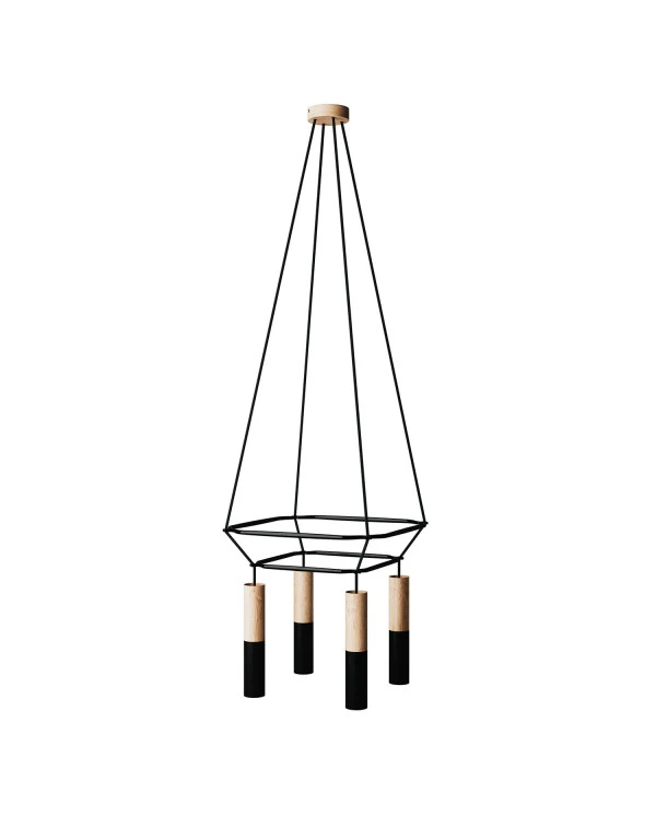 Lampadario 2 Cage a 4 cadute Tub-E14 Doppio