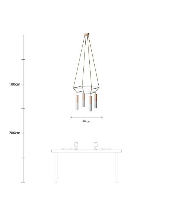 Lampadario 2 Cage a 4 cadute Tub-E14 Doppio