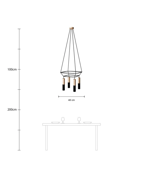 Lampadario 2 Cage a 4 cadute Tub-E14 Doppio