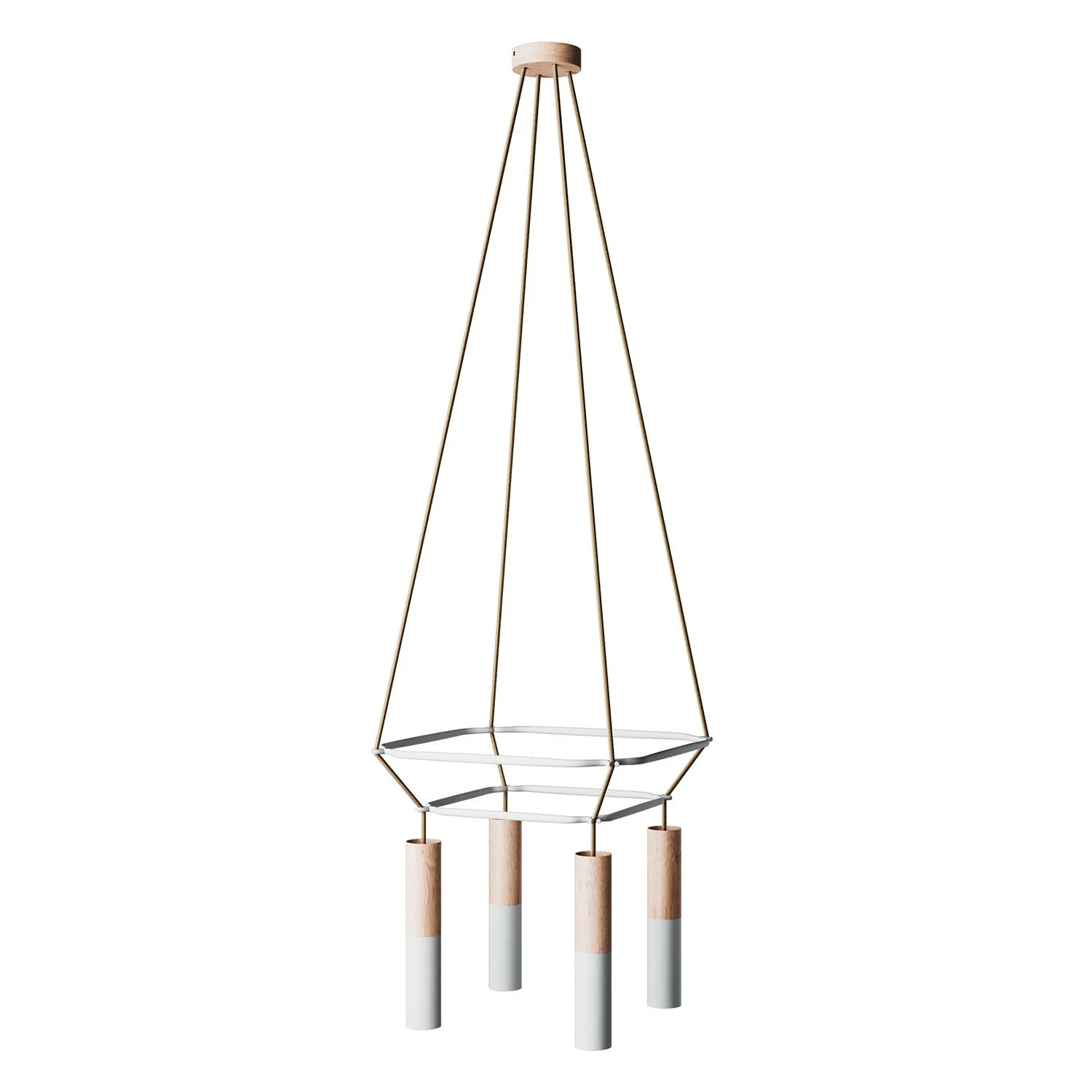 Lampadario 2 Cage a 4 cadute Tub-E14 Doppio