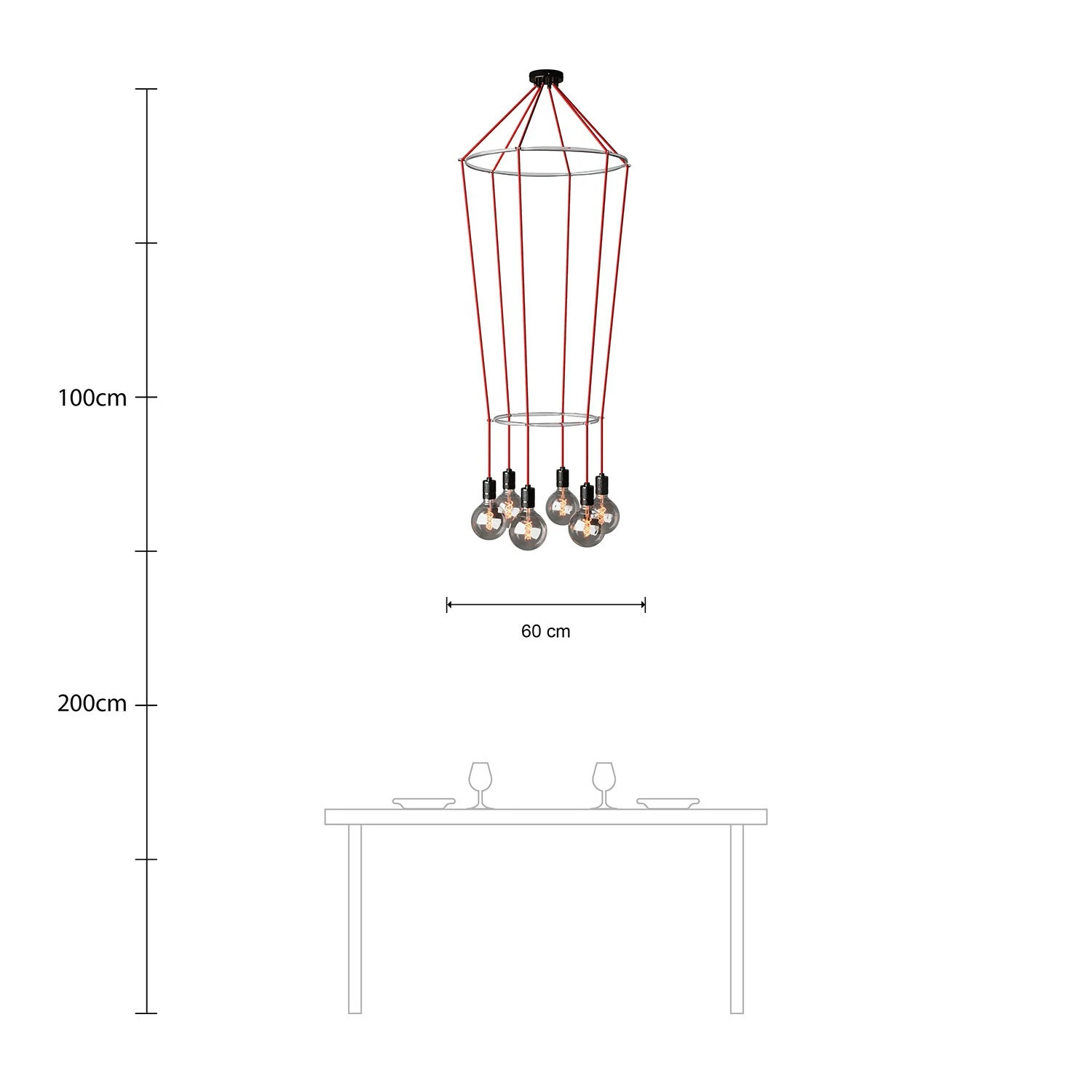 Lampadario 2 Cage a 6 cadute Globo