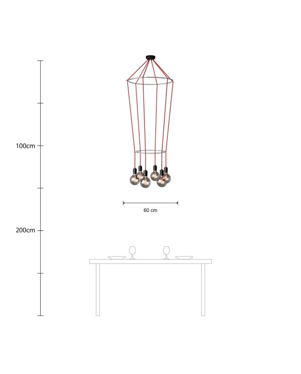 Lampadario 2 Cage a 6 cadute Globo