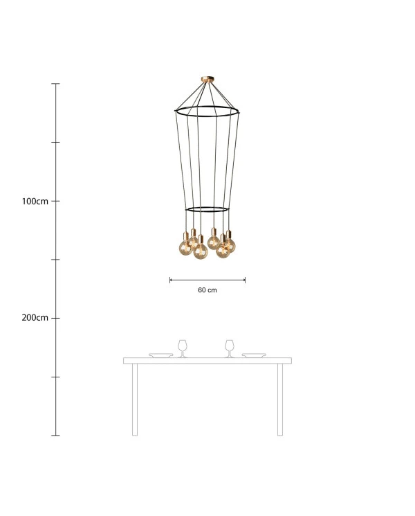 Lampadario 2 Cage a 6 cadute Globo