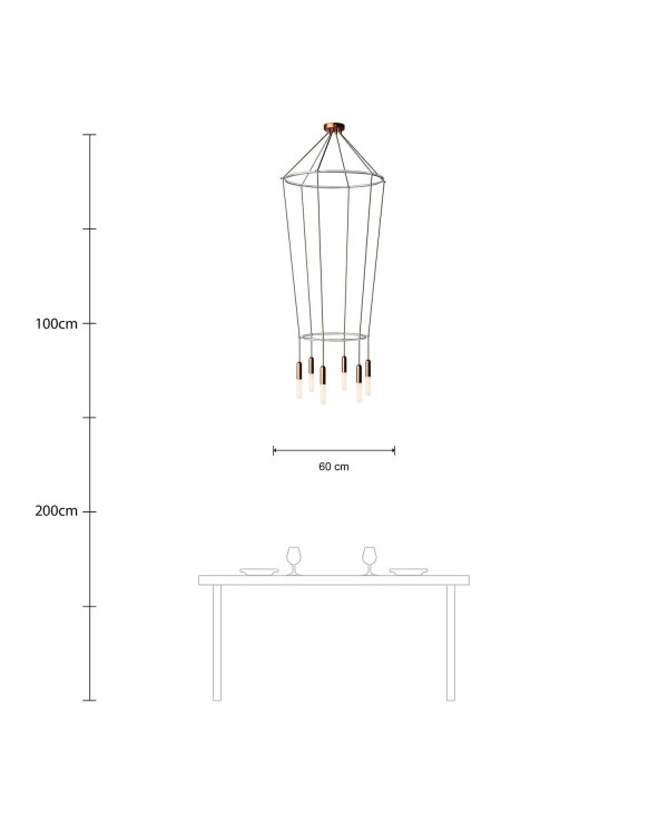 Lampadario 2 Cage a 6 cadute P-Light