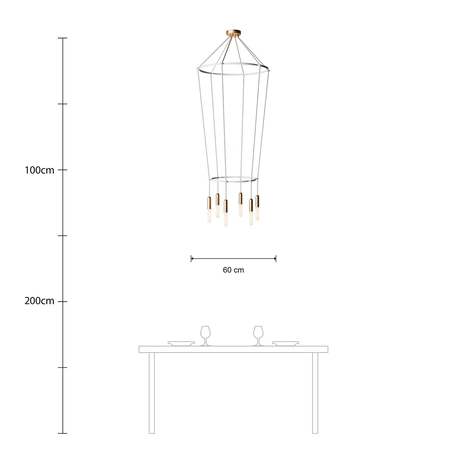 Lampadario 2 Cage a 6 cadute P-Light