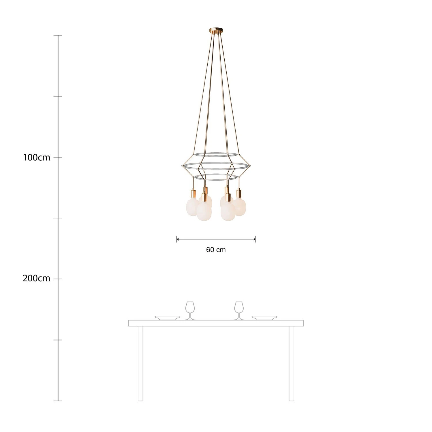 Lampadario 3 Cage a 4 cadute Rodi