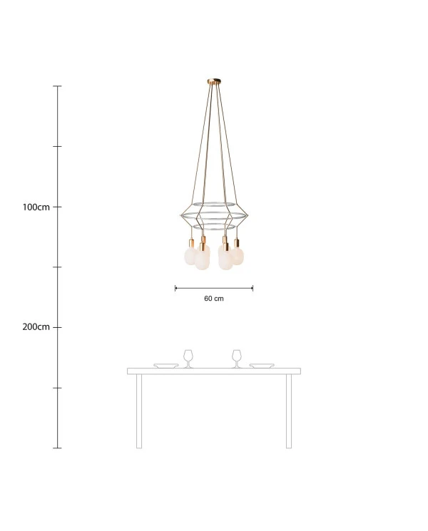 Lampadario 3 Cage a 4 cadute Rodi