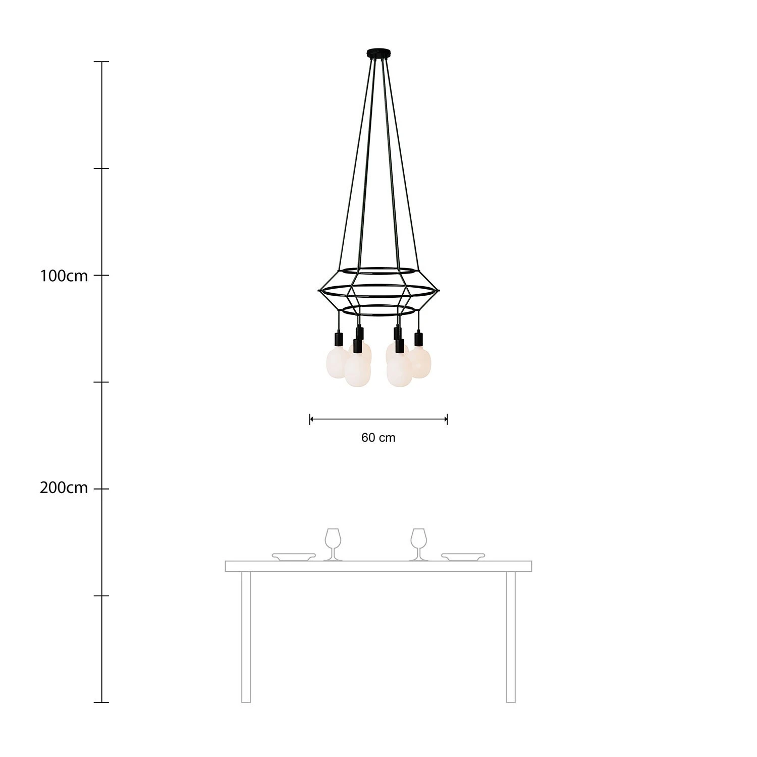 Lampadario 3 Cage a 4 cadute Rodi