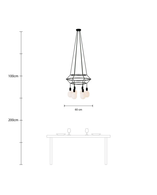 Lampadario 3 Cage a 4 cadute Rodi