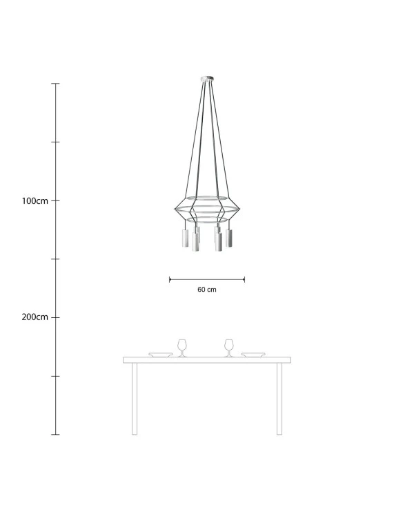 Lampadario 3 Cage a 4 cadute Tub-E14