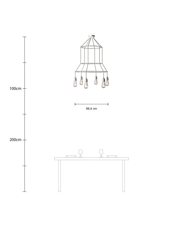 Lampadario 3 Cage a 6 cadute Edison ST64