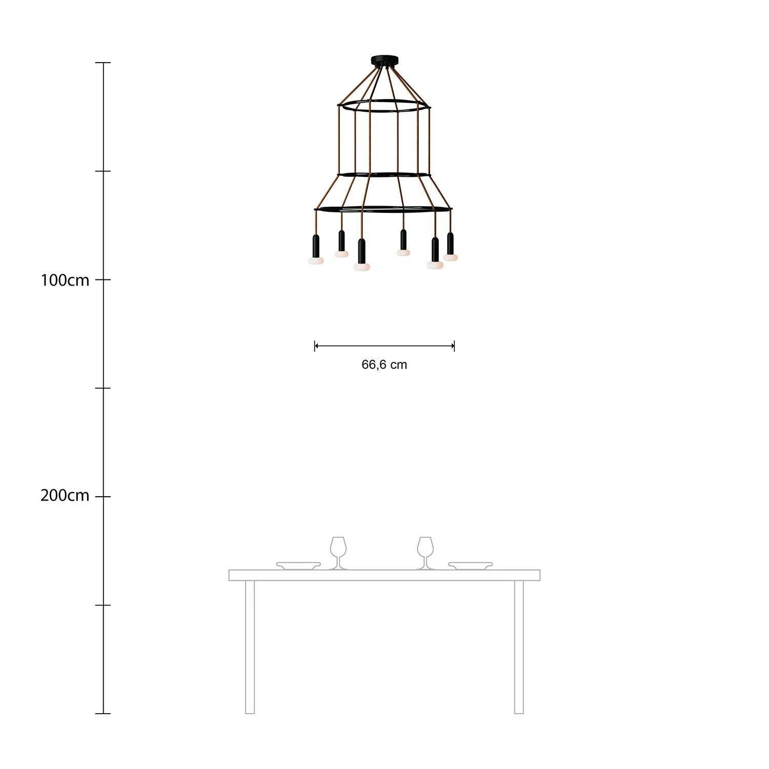 Lampadario 3 Cage a 6 cadute P-Light Dash