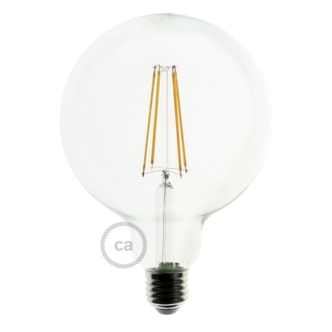 Lampadina Trasparente LED Globo G125 Filamento Lungo 7W E27 Decorativa Vintage Dimmerabile 2200K