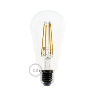 Lampadina LED Trasparente Edison ST64 filamento Lungo 7W 720Lm E27 2200K Dimmerabile