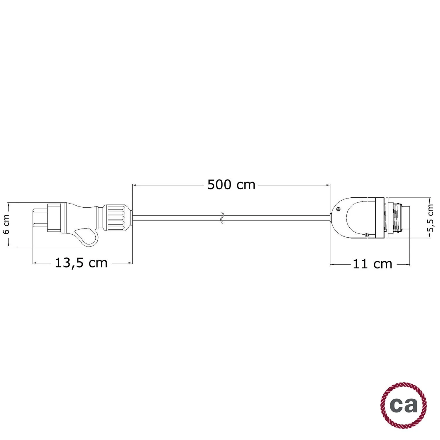 Snake Eiva, lampada portatile per esterni, 5 m cavo tessile, portalampada IP65 waterproof e spina