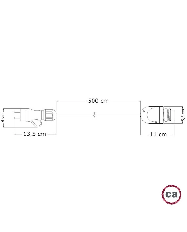 Snake Eiva, lampada portatile per esterni, 5 m cavo tessile, portalampada IP65 waterproof e spina