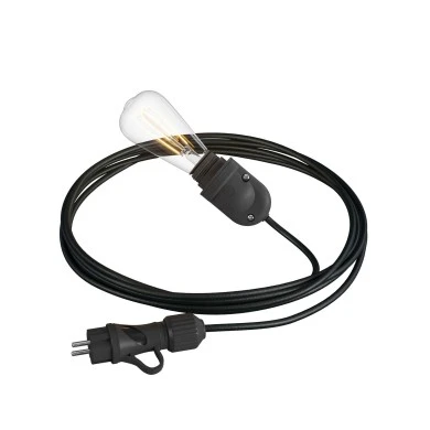 Snake Eiva, lampada portatile per esterni, 5 m cavo tessile, portalampada IP65 waterproof e spina