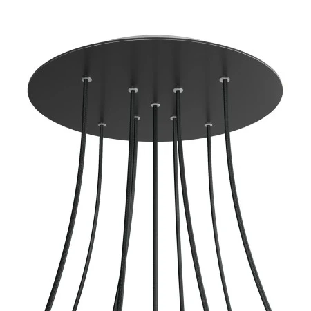 Rosone XXL Rose-One rotondo, diametro 400 mm con 9 fori a X e 4 fori laterali - Nero opaco
