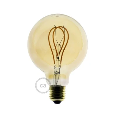 Lampadina LED Dorata Globo G95 filamento Curvo a Doppio Loop 4,5W 250Lm E27 1800K Dimmerabile