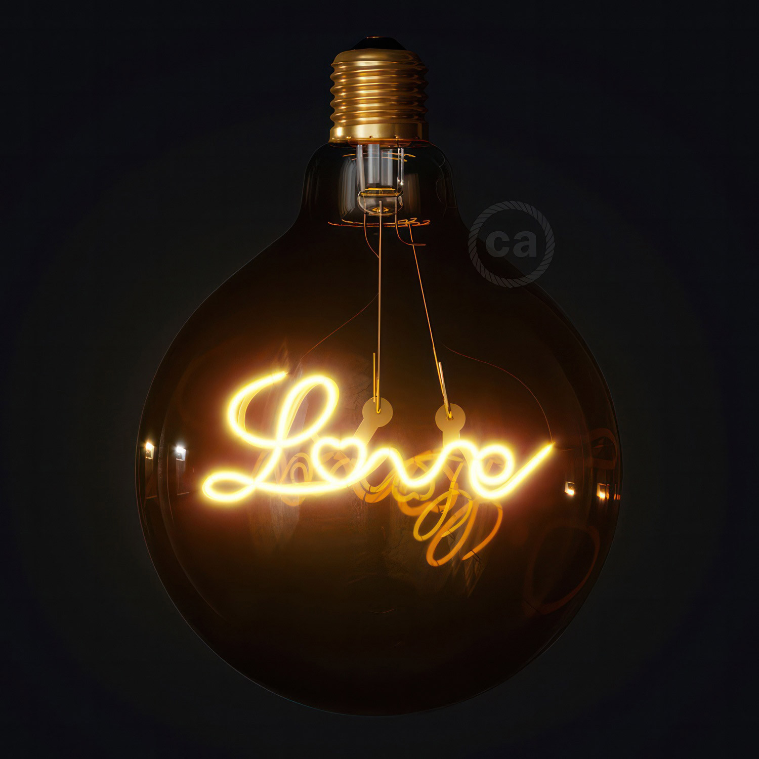 Lampadina LED Dorata per sospensione Globo G125 filamento Singolo “Love” 4,5W 250Lm E27 1800K Dimmerabile