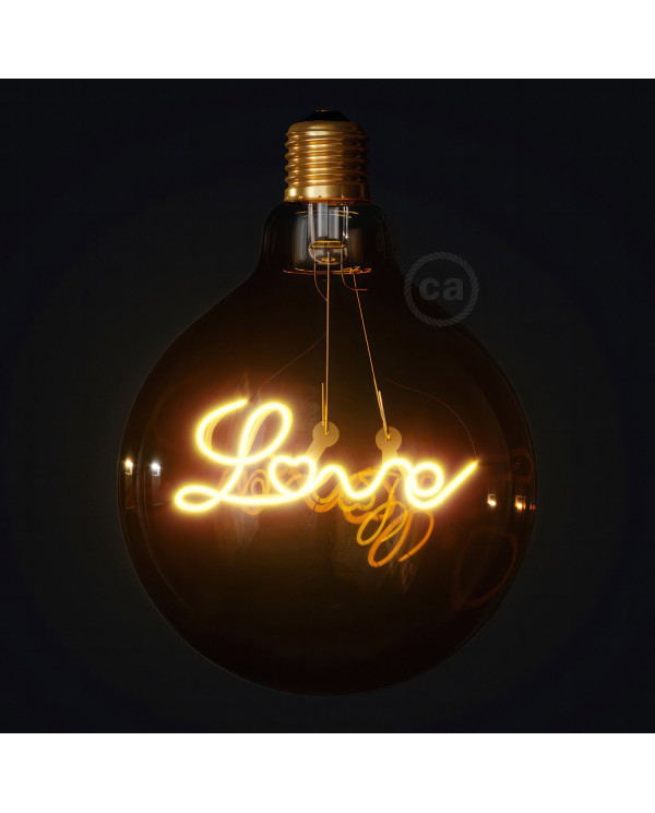 Lampadina LED Dorata per sospensione Globo G125 filamento Singolo “Love” 4,5W 250Lm E27 1800K Dimmerabile