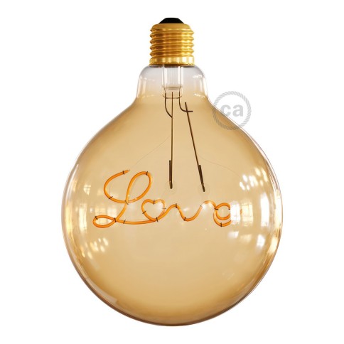 Lampadina per sospensione Dorata LED Globo G125 Filamento Singolo “Love” 4.5W E27 Decorativa Vintage Dimmerabile 1800K