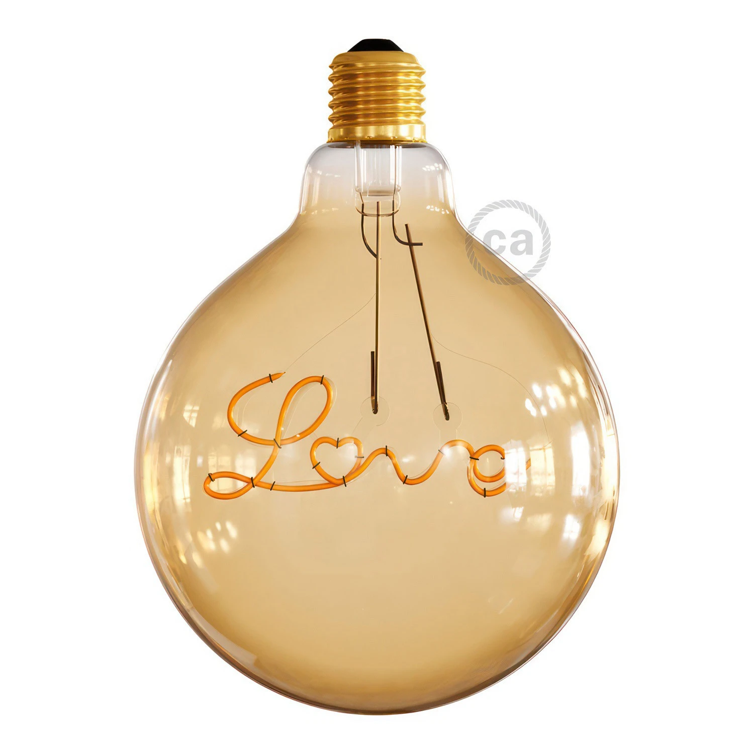 Lampadina LED Dorata per sospensione Globo G125 filamento Singolo “Love” 4,5W 250Lm E27 1800K Dimmerabile